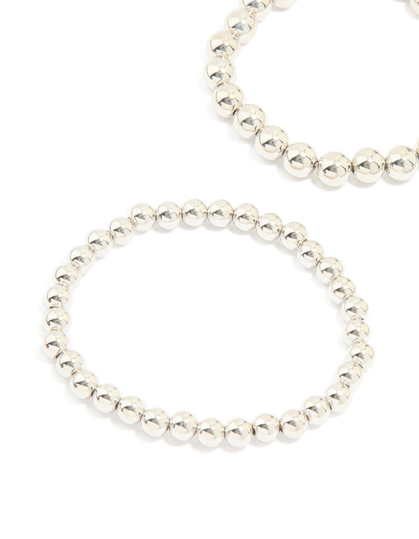 Silver Ball Stretch Bracelet 3-Pack