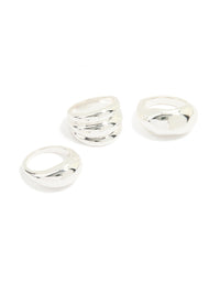 Silver Smooth Organic Chunky Rings 3-Pack - link has visual effect only