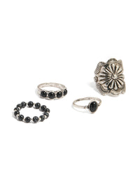 Silver & Black Stretch Rings 4-Pack - link has visual effect only