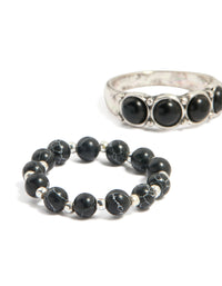 Silver & Black Stretch Rings 4-Pack - link has visual effect only