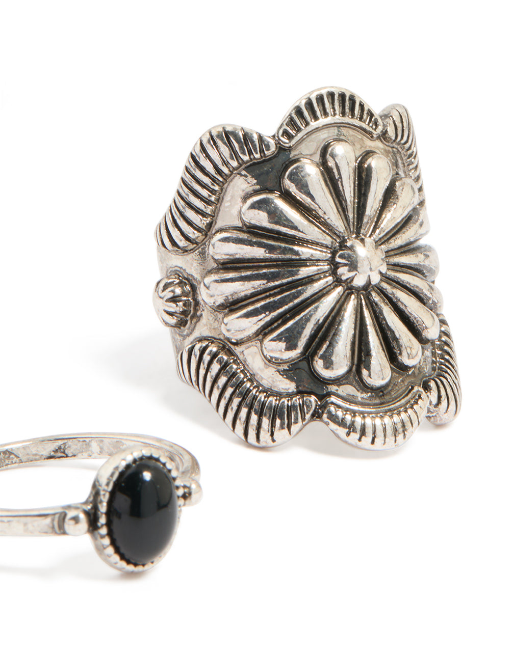 Silver & Black Stretch Rings 4-Pack
