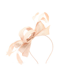 Peach Pink Metallic Feather Fascinator - link has visual effect only