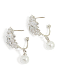 Silver Cubic Zirconia Pearl Drop Earrings - link has visual effect only