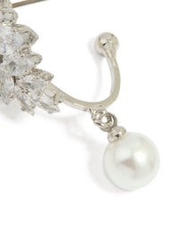 Silver Cubic Zirconia Pearl Drop Earrings - link has visual effect only
