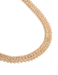 Gold Cubic Zirconia Short Tennis Necklace - link has visual effect only