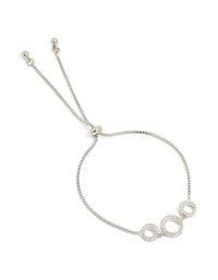 Silver Cubic Zirconia Circle Toggle Bracelet - link has visual effect only