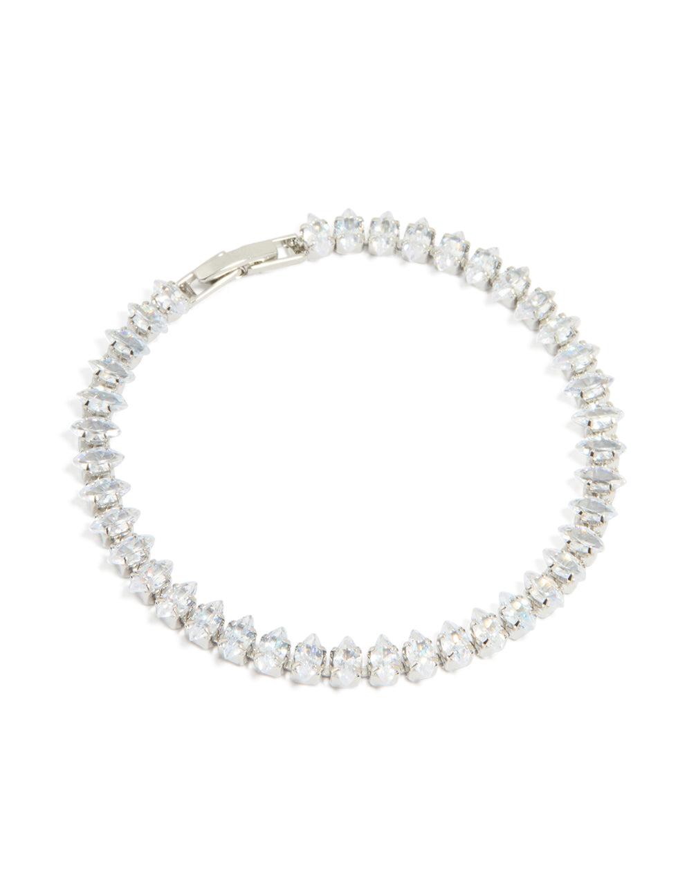 Silver Cubic Zirconia Clasp Tennis Bracelet
