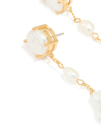 Gold Plated Pearls Statement Drop Earrings - link has visual effect only