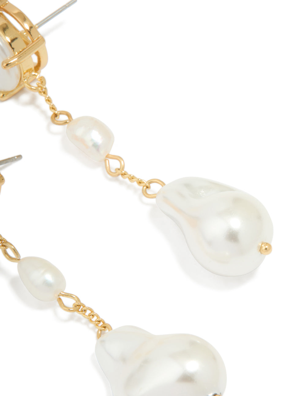 Gold Plated Pearls Statement Drop Earrings