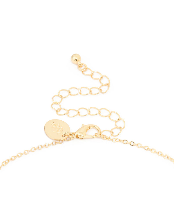 Gold Plated Emerald Cubic Zirconia Y-Necklace
