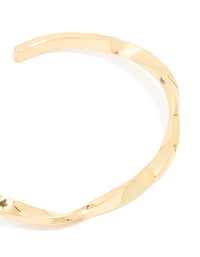 Gold Plated Wavy Molten Open Wrist Cuff - link has visual effect only