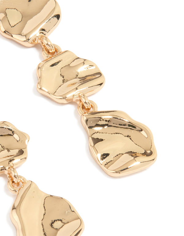 Gold Organic Drop Earrings