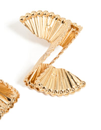 Gold Swirl Fan Ribbed Earrings - link has visual effect only