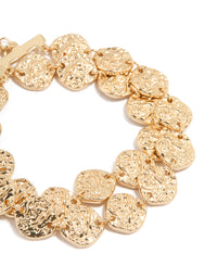 Gold Hammered Disc Layered Bracelet - link has visual effect only