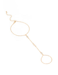 Gold Diamante Triangular Hand Chain - link has visual effect only