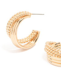 Gold Mixed Textured Hoop Earrings - link has visual effect only
