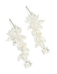 Silver Plated Cubic Zirconia Medium Flower Vine Drop Earrings - link has visual effect only