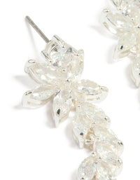 Silver Plated Cubic Zirconia Medium Flower Vine Drop Earrings - link has visual effect only