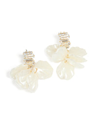 Gold Plated Zigzag Stone Petal Earrings - link has visual effect only