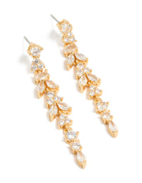 Gold Plated Cubic Zirconia Alternating Vine Linear Drop Earrings - link has visual effect only