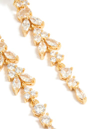Gold Plated Cubic Zirconia Alternating Vine Linear Drop Earrings - link has visual effect only