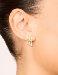 Gold Plated Cubic Zirconia Pear Trio Drop Earrings - link has visual effect only