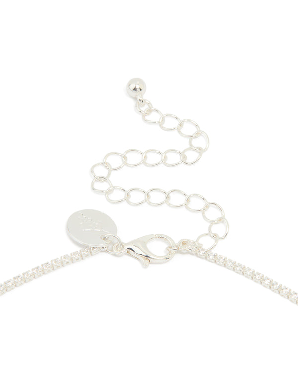 Silver Plated Cubic Zirconia Graduating Round Necklace