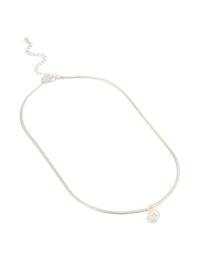 Silver Plated Freshwater Pearl Pendant Snake Chain Necklace - link has visual effect only