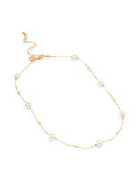 Gold Plated Pearl Alternating Necklace - link has visual effect only