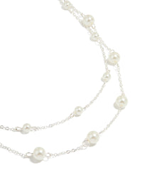 Silver Plated Pearl Layered Necklace - link has visual effect only