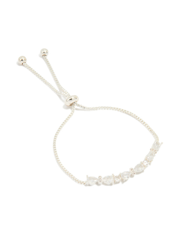 Silver Plated Cubic Zirconia Regal Toggle Bracelet