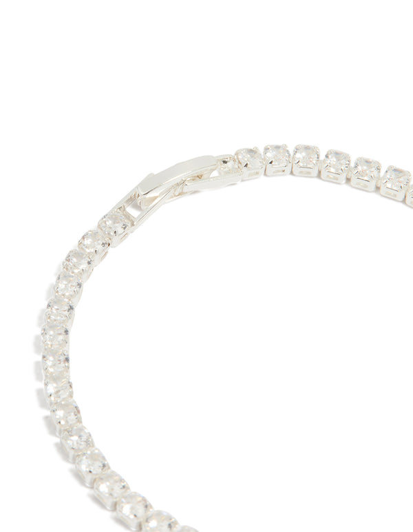 Silver Plated Cubic Zirconia Tennis Bracelet