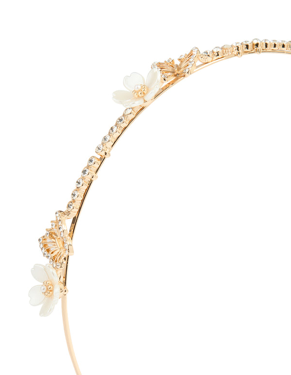 Gold Plated Small Butterfly Flower Headband