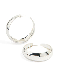 Silver Large Thin Hoop Earrings - link has visual effect only