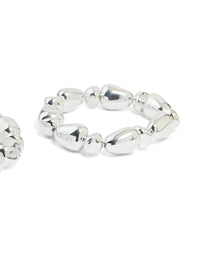 Silver Beaded Stretch Bracelets 2-Pack - link has visual effect only