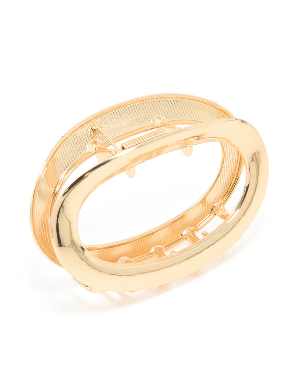 Gold Molten Oval Hair Claw Clip