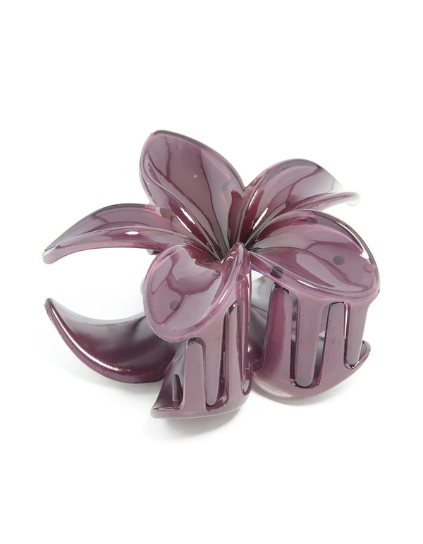 Plum Frangipani Hair Claw Clip