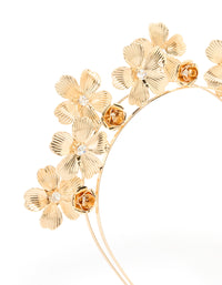 Gold Diamante Flower Layered Headband - link has visual effect only