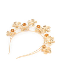 Gold Diamante Flower Layered Headband - link has visual effect only