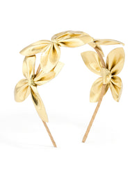 Gold PU Leather Flower Bow Headband - link has visual effect only