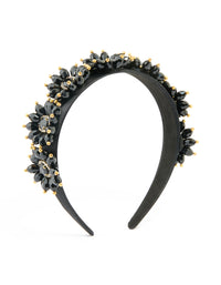 Black Fabric Beaded Floral Headband - link has visual effect only