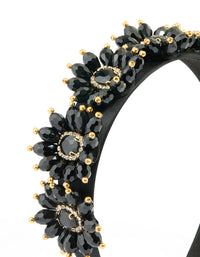 Black Fabric Beaded Floral Headband - link has visual effect only