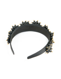 Black Fabric Beaded Floral Headband - link has visual effect only