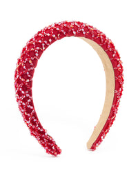 Red Fabric Diamante Embellished Headband - link has visual effect only