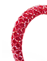 Red Fabric Diamante Embellished Headband - link has visual effect only