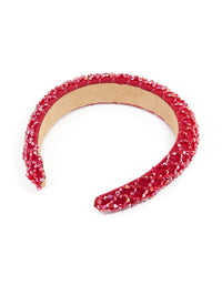 Red Fabric Diamante Embellished Headband - link has visual effect only