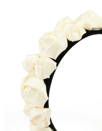 Black Fabric White Rosette Headband - link has visual effect only
