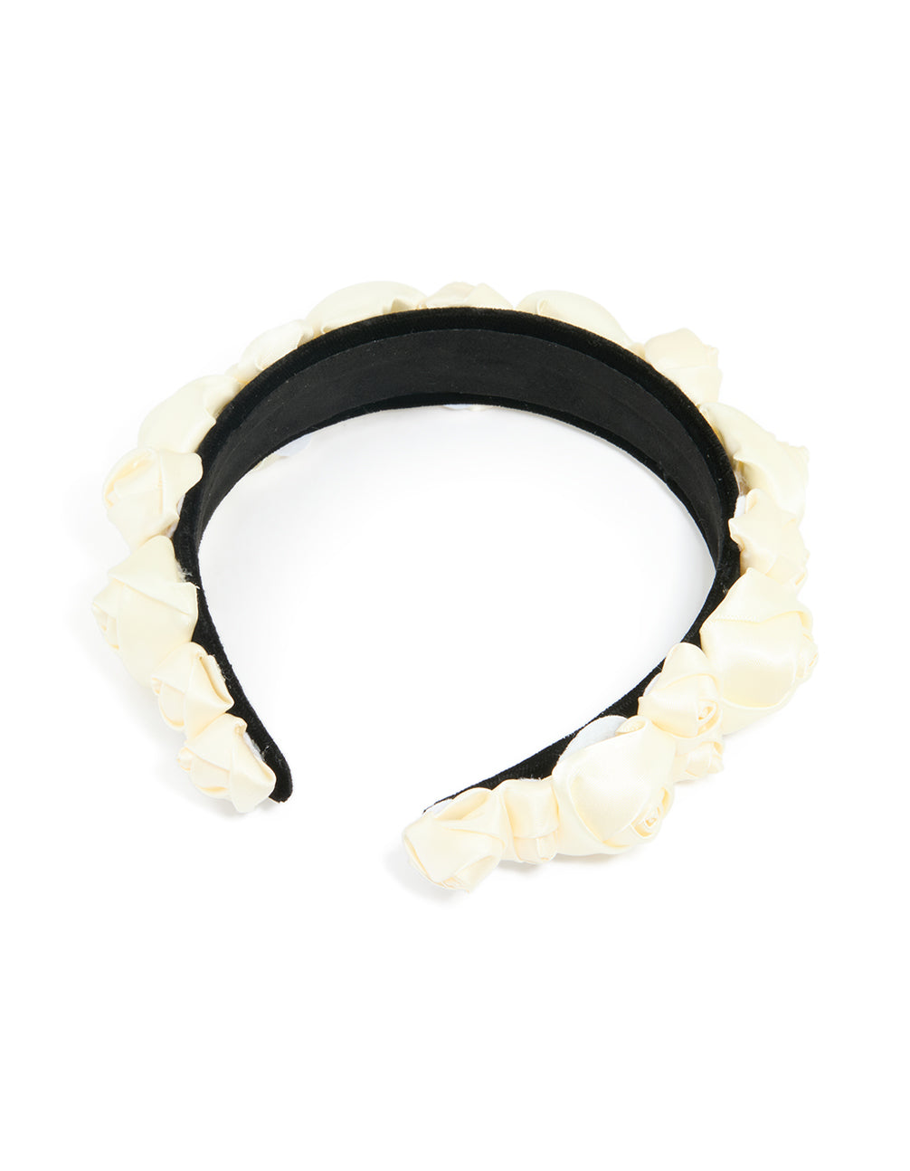 Black Fabric White Rosette Headband