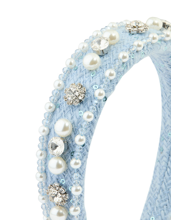 Blue Preppy Embellished Headband
