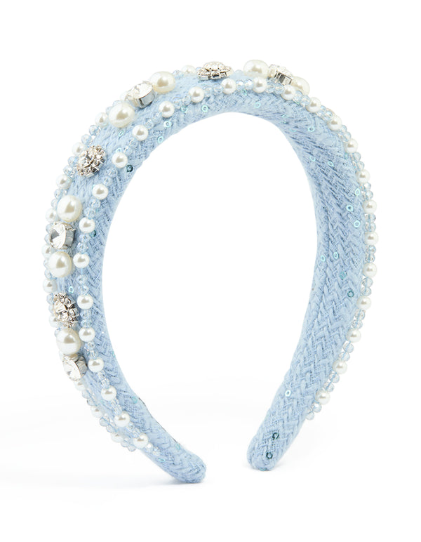 Blue Preppy Embellished Headband